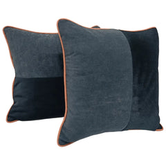 Charcoal and Navy Velvet Pillow Covers (16x16, Set of 2)