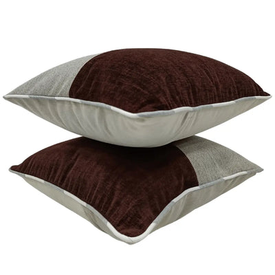Burgundy and Grey Dual Tone Pillow Covers (16x16, Set of 2) - Alternate image