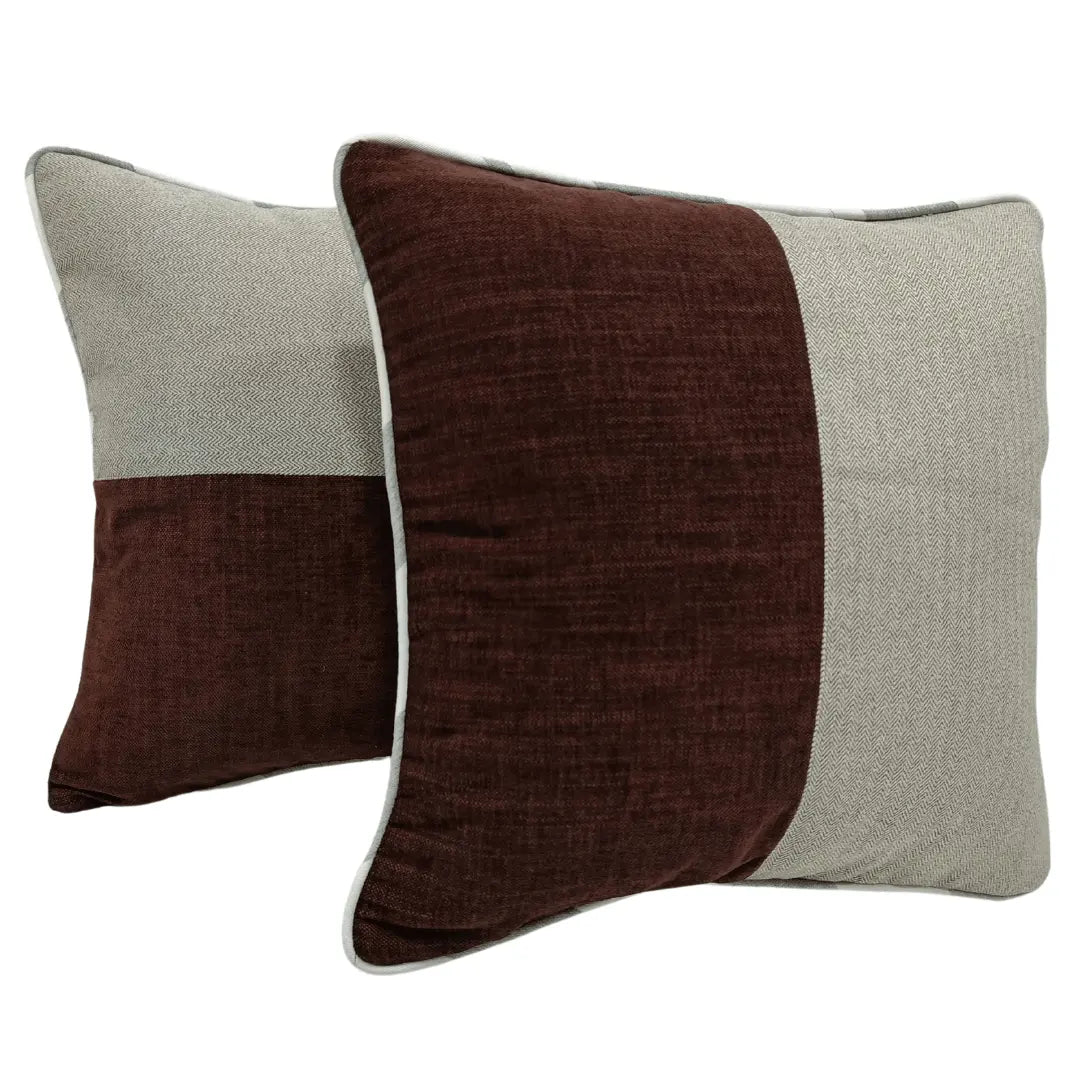 Burgundy and Grey Dual Tone Pillow Covers (16x16, Set of 2) | ZIPCushions