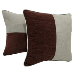 Burgundy and Grey Dual Tone Pillow Covers (16x16, Set of 2)