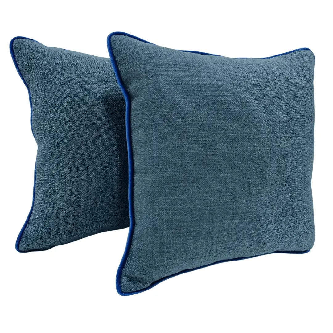 Deep Blue Pillow Covers with Bold Piping (16x16, Set of 2) | ZIPCushions