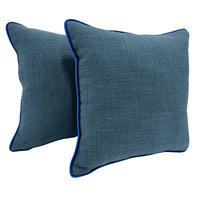 Deep Blue Pillow Covers with Bold Piping (16x16, Set of 2)