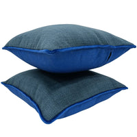 Deep Blue Pillow Covers with Bold Piping (16x16, Set of 2)