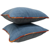 Blue & Grey Dual-Tone Pillow Covers (16x16, Set of 2)