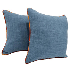 Blue & Grey Dual-Tone Pillow Covers (16x16, Set of 2)