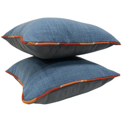 Blue & Grey Dual-Tone Pillow Covers (16x16, Set of 2) - Hover Image
