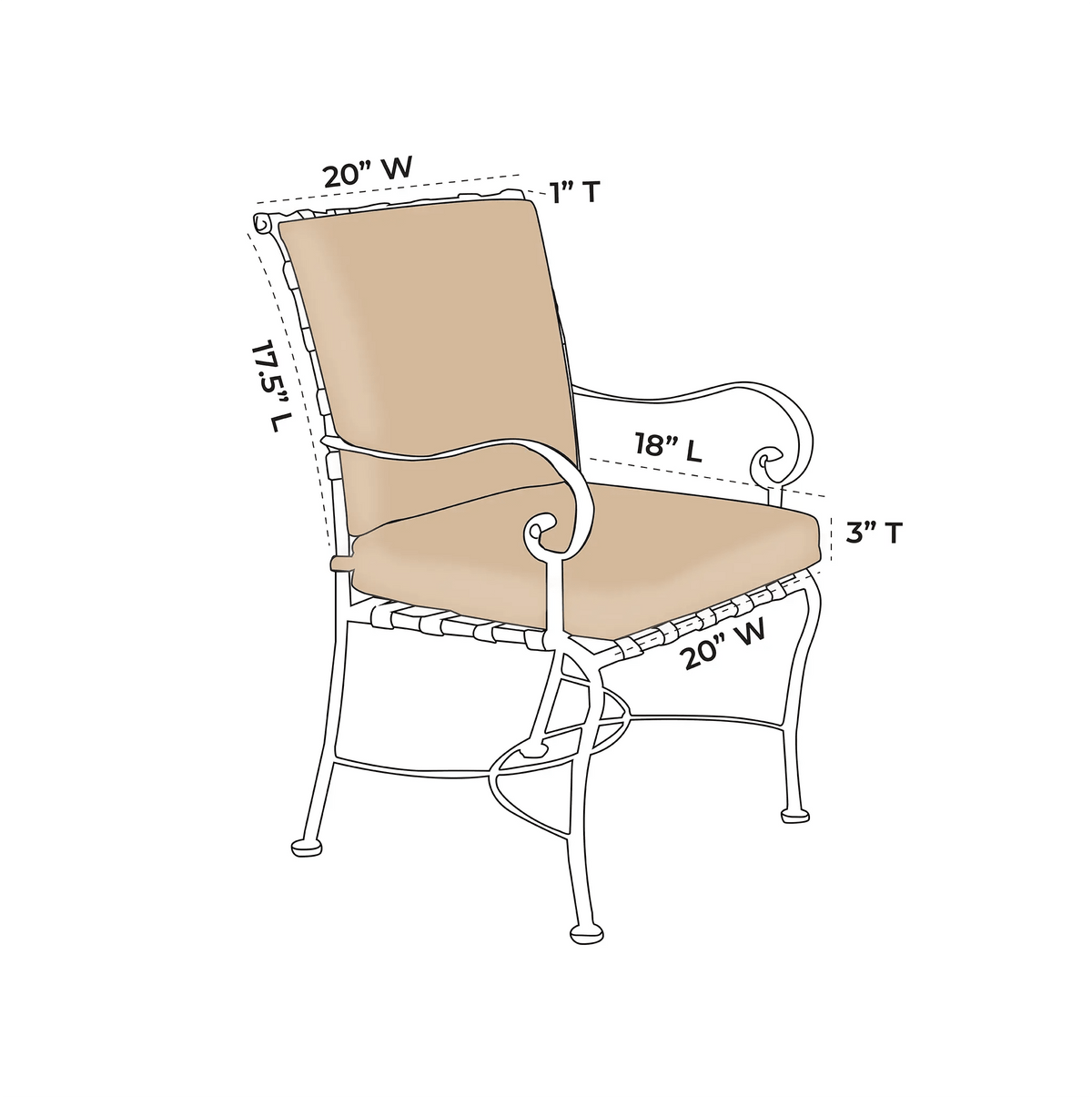 OW Lee Classico Arm Dining Chair Replacement Cushions (Seat and back) | ZIPCushions