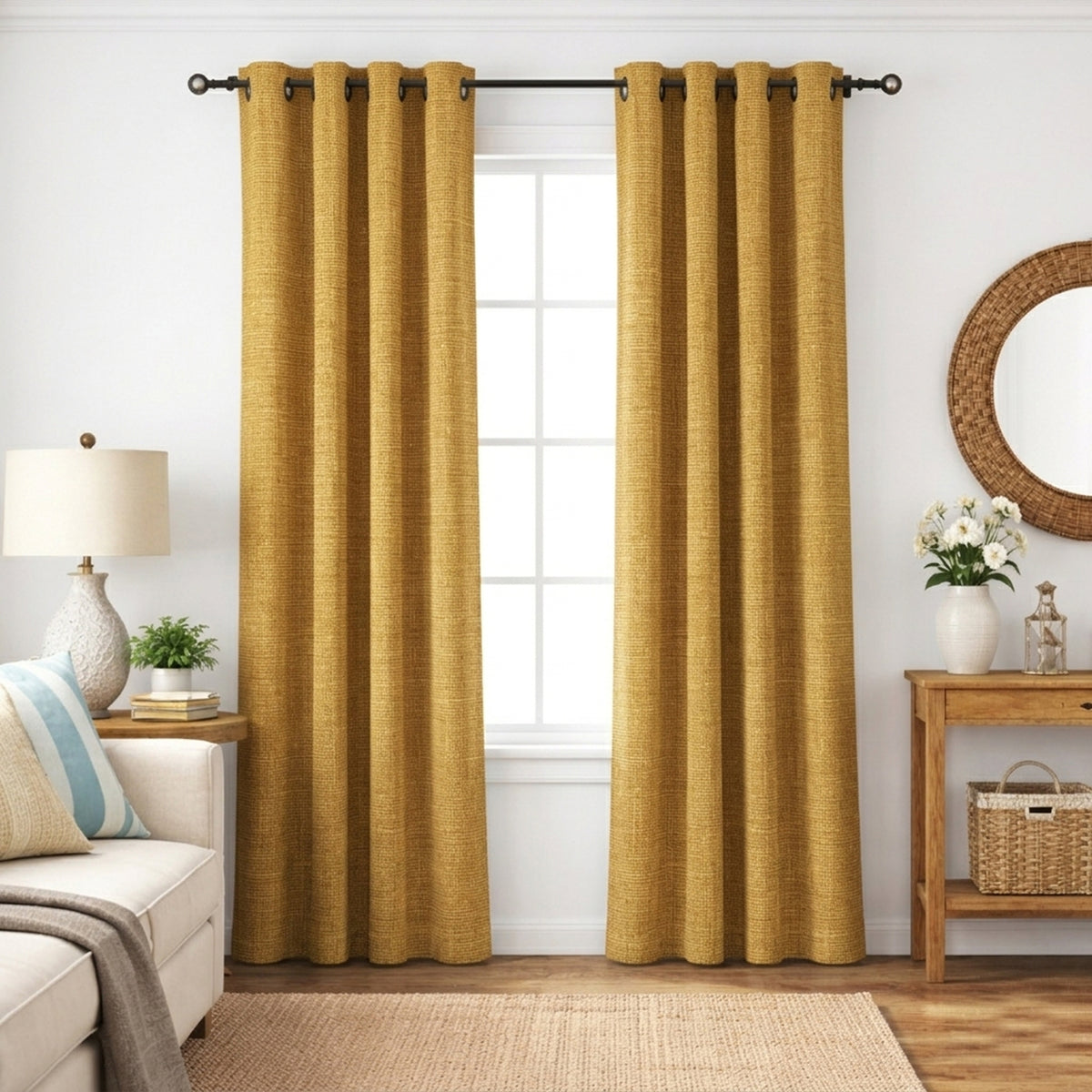 Mustard Heavyweight Woven Curtain - view 2