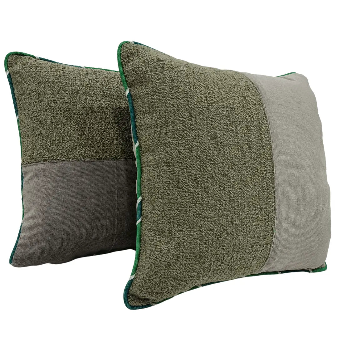 Olive & Grey Dual-Tone Pillow Covers (16x16, Set of 2) | ZIPCushions
