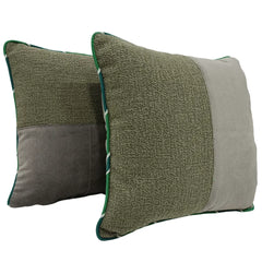 Olive & Grey Dual-Tone Pillow Covers (16x16, Set of 2)