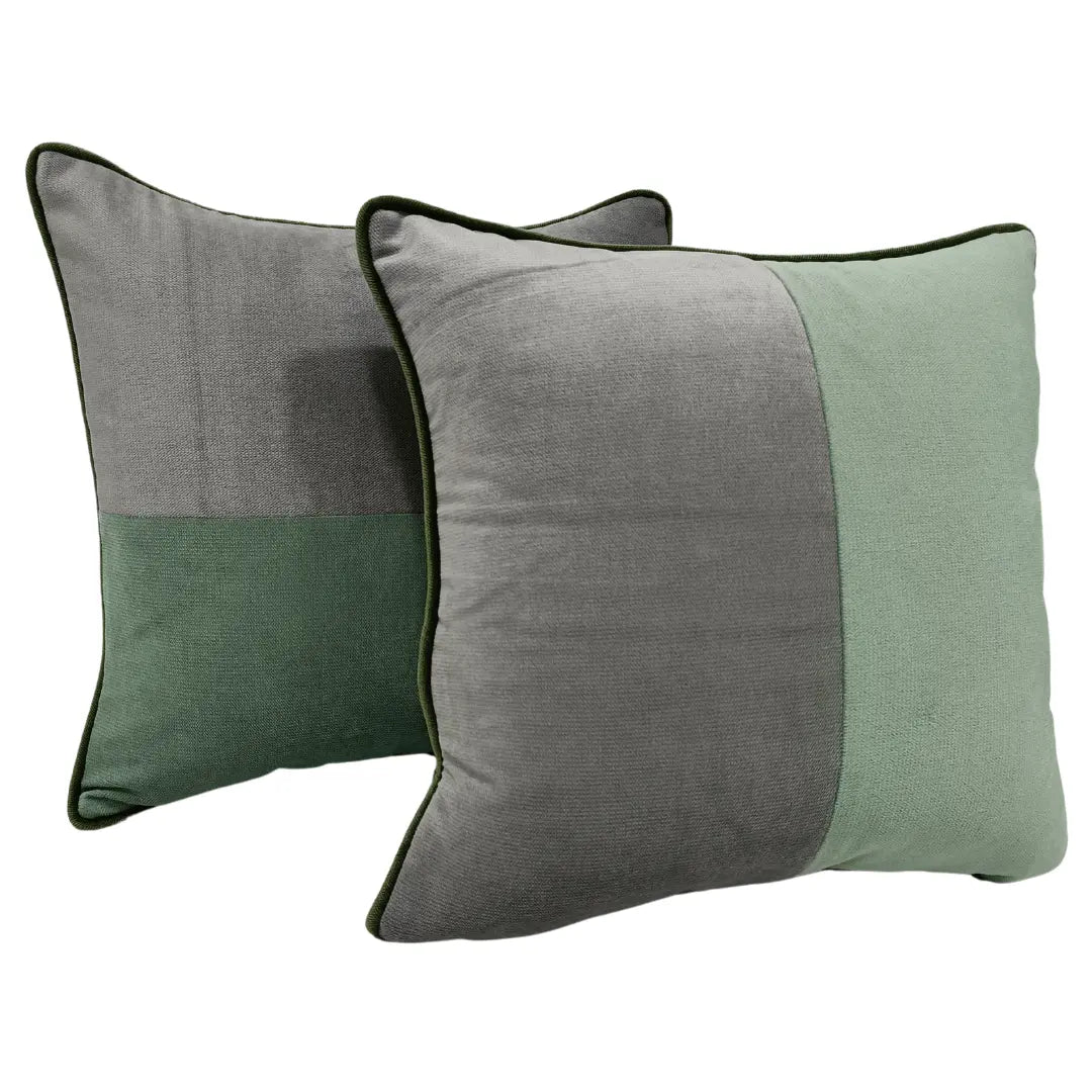Green & Grey Dual Tone Pillow Covers (16x16, Set of 2) | ZIPCushions