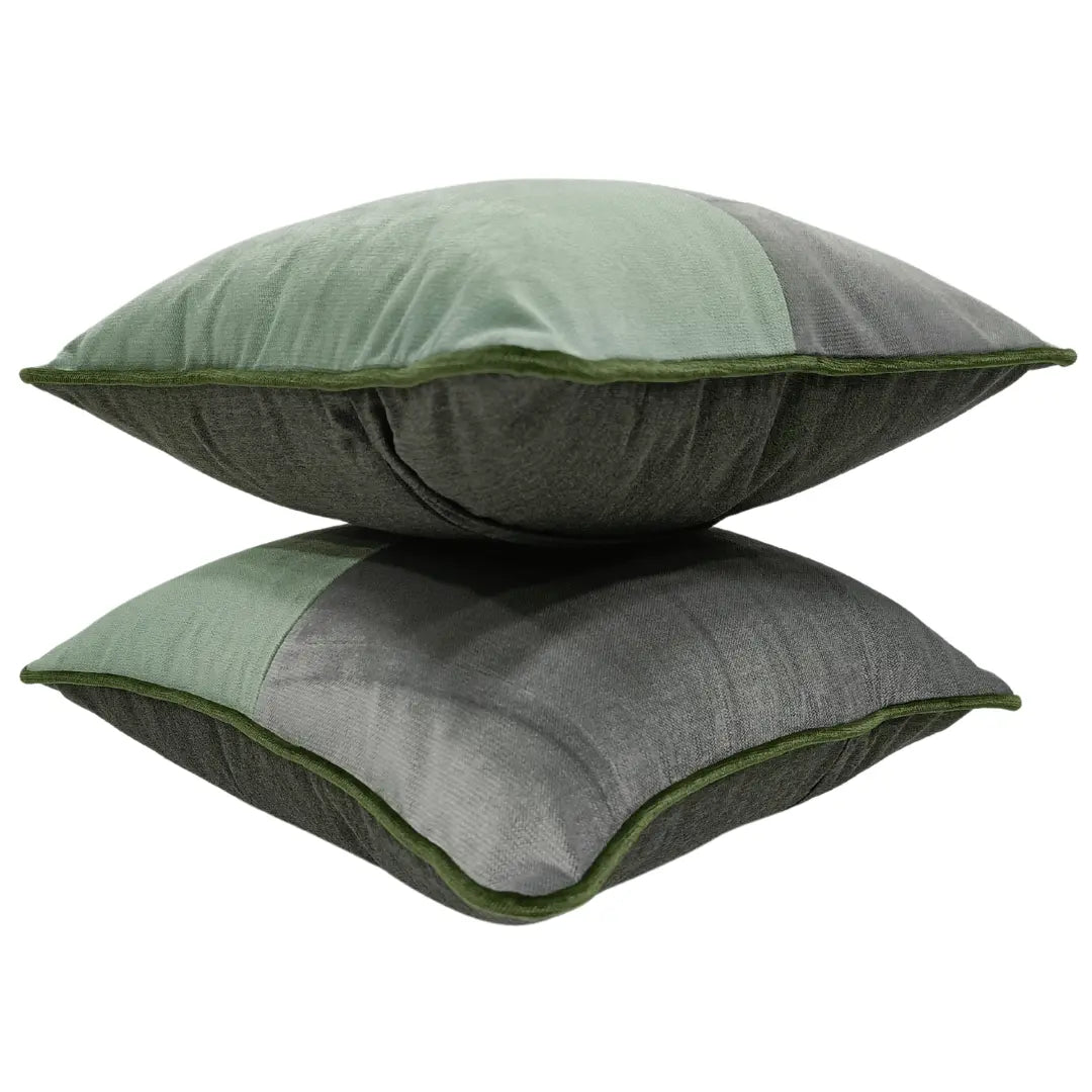 Green & Grey Dual Tone Pillow Covers (16x16, Set of 2) | ZIPCushions - view 2