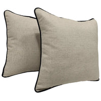 Beige Piped Pillow Covers (16x16, Set of 2)
