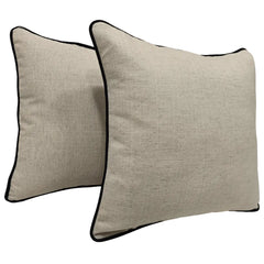 Beige Piped Pillow Covers (16x16, Set of 2)