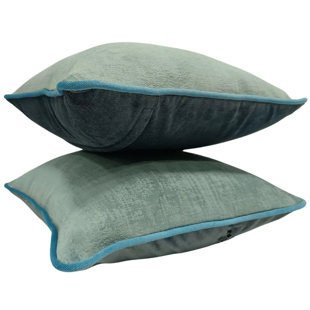 Soft Green & Charcoal Pillow Covers (16x16, Set of 2) | ZIPCushions - view 2