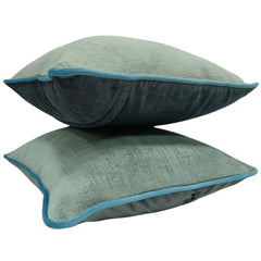 Soft Green & Charcoal Pillow Covers (16x16, Set of 2) - Hover Image