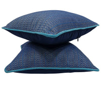 Blue & Teal Woven Pillow Covers (16x16, Set of 2)