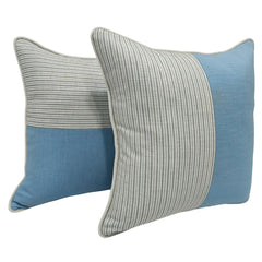Blue & Striped Dual Tone Pillow Covers (16x16, Set of 2)