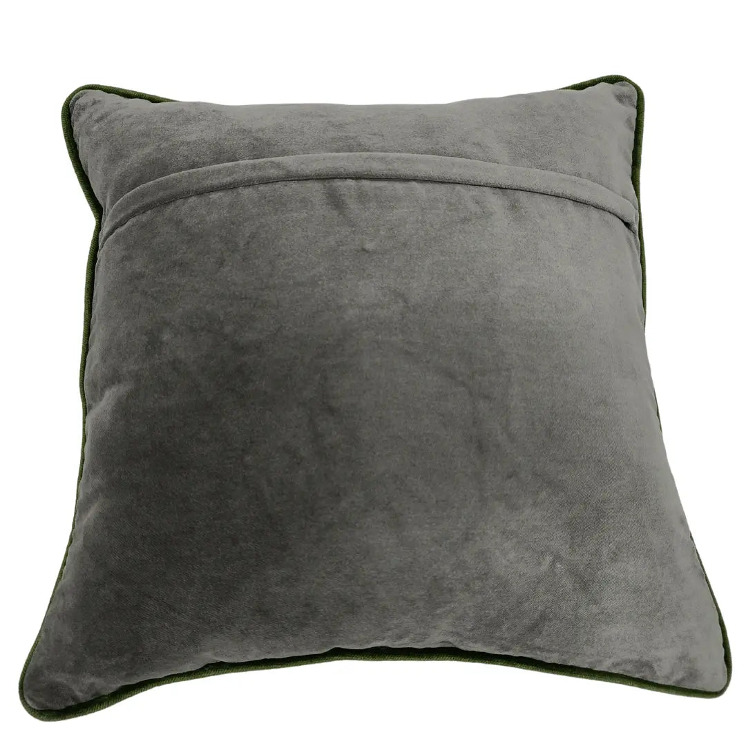 Grey & Green Floral Velvet Pillow Covers (16x16, Set of 2) | ZIPCushions - view 2