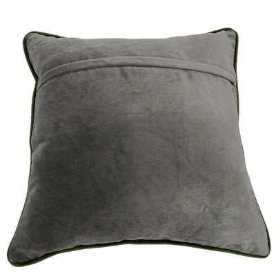 Grey & Green Floral Velvet Pillow Covers (16x16, Set of 2) - Alternate image