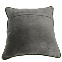 Grey & Green Floral Velvet Pillow Covers (16x16, Set of 2) - Hover Image