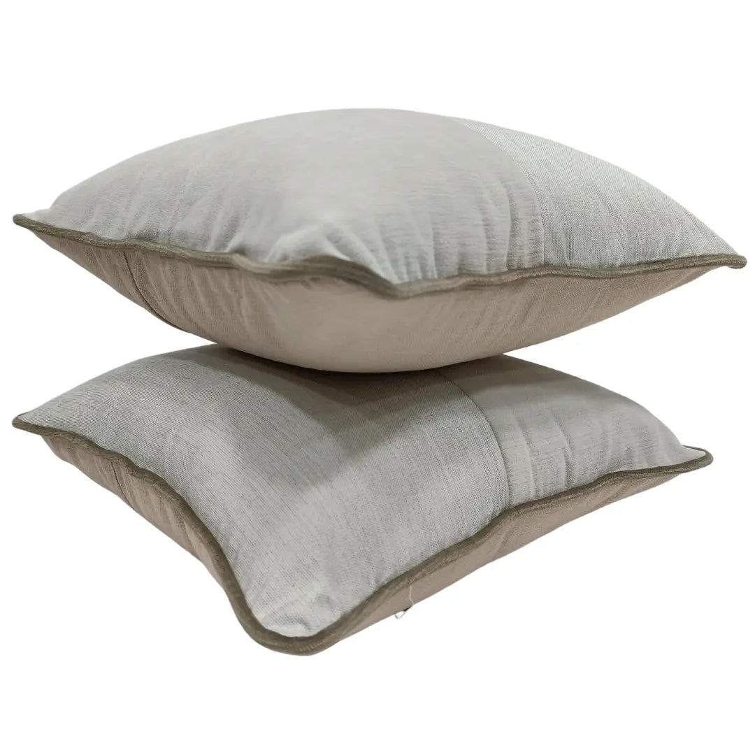 Off-White & Beige Dual-Tone Pillow Covers (16x16, Set of 2) | ZIPCushions - view 2