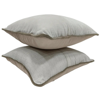 Off-White & Beige Dual-Tone Pillow Covers (16x16, Set of 2) - Alternate image