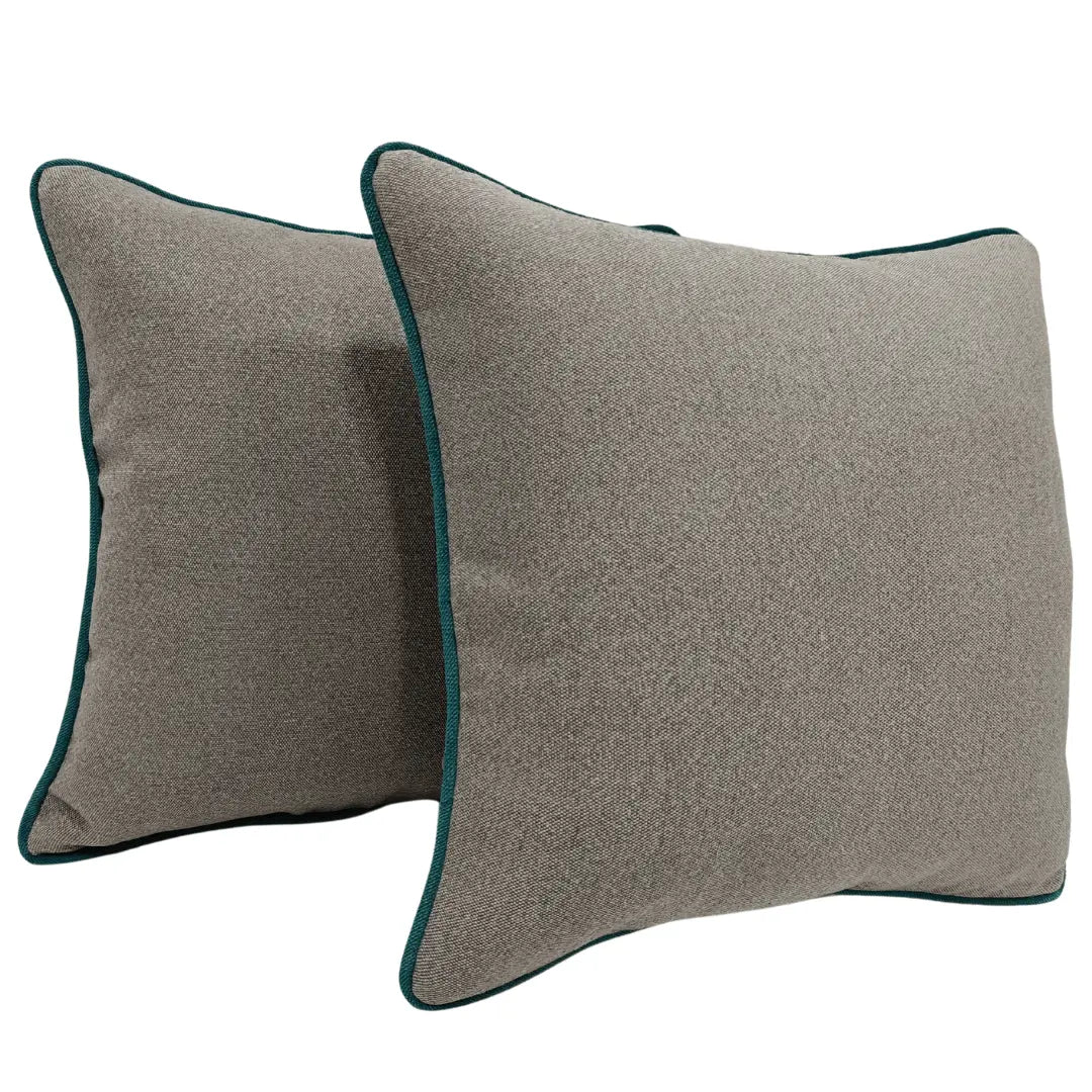 Charcoal Grey Pillow Covers with Teal Piping (16x16, Set of 2) | ZIPCushions