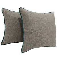 Charcoal Grey Pillow Covers with Teal Piping (16x16, Set of 2)