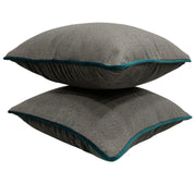 Charcoal Grey Pillow Covers with Teal Piping (16x16, Set of 2) | ZIPCushions