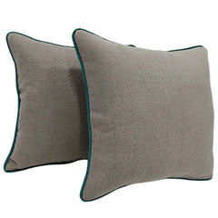Charcoal Grey Pillow Covers with Teal Piping (16x16, Set of 2)