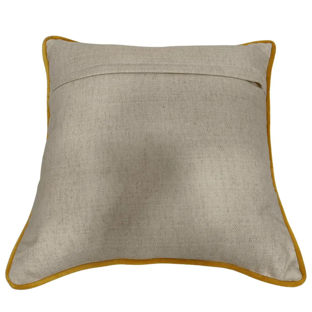 Off-White Pillow Covers with Mustard Piping (16x16, Set of 2) | ZIPCushions - view 3