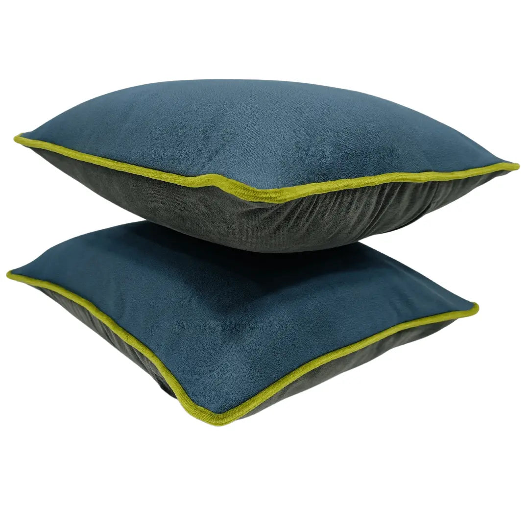 Teal & Charcoal Dual-Tone Pillow Covers (16x16, Set of 2) | ZIPCushions - view 2