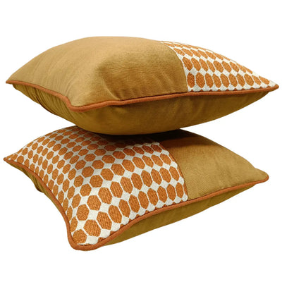 Mustard & Orange Geometric Dual-Tone Pillow Covers (16x16, Set of 2) - Alternate image