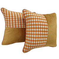Mustard & Orange Geometric Dual-Tone Pillow Covers (16x16, Set of 2)