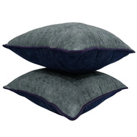 Slate Grey & Navy Dual-Tone Pillow Covers (16x16, Set of 2)