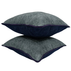 Slate Grey & Navy Dual-Tone Pillow Covers (16x16, Set of 2) - Hover Image