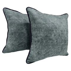 Slate Grey & Navy Dual-Tone Pillow Covers (16x16, Set of 2)