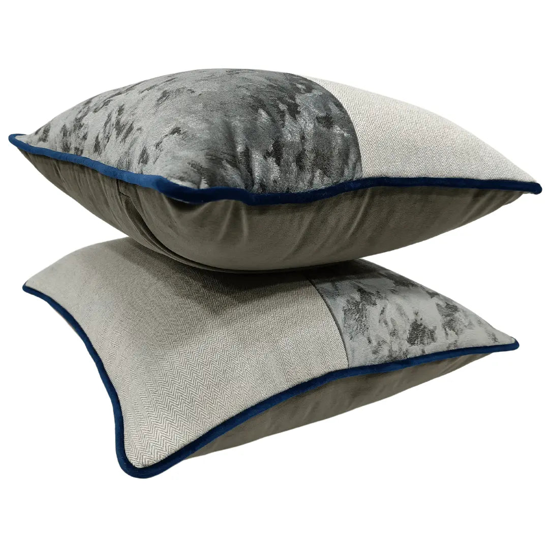 Silver & Light Grey Dual Tone Pillow Covers (16x16, Set of 2) | ZIPCushions - view 2