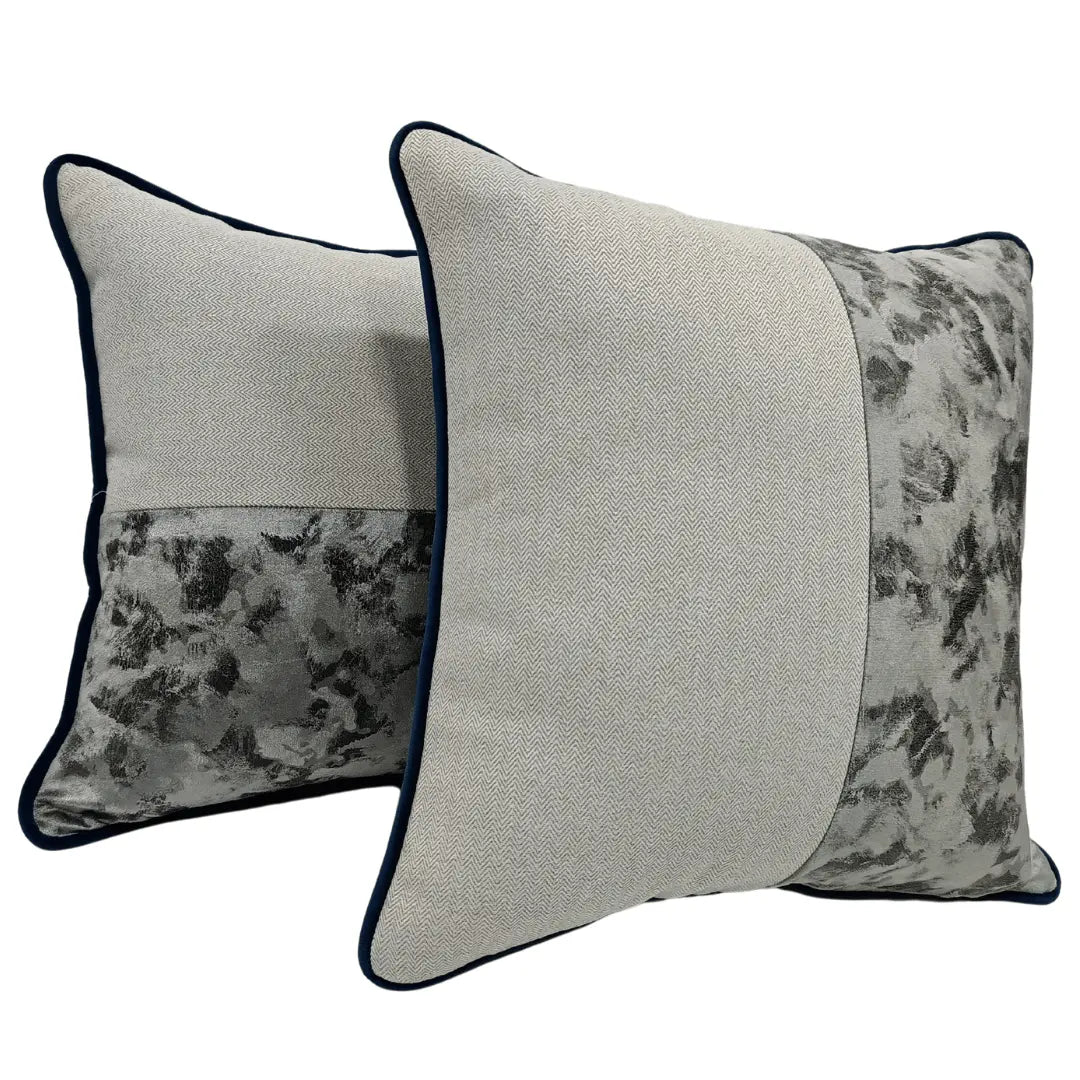 Silver & Light Grey Dual Tone Pillow Covers (16x16, Set of 2) | ZIPCushions