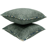 Teal Green Pillow Covers with Floral Piping (16x16, Set of 2) | ZIPCushions