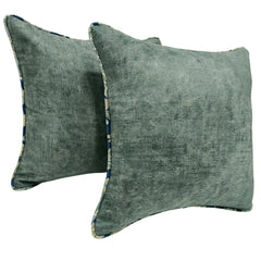 Teal Green Pillow Covers with Floral Piping (16x16, Set of 2)