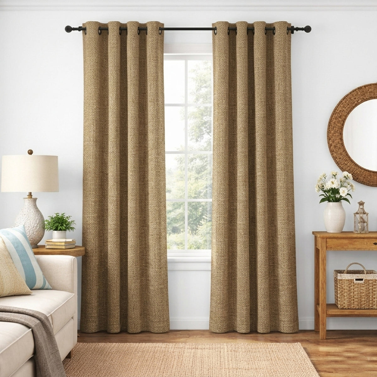 Sandstone Heavyweight Woven Curtain - view 2