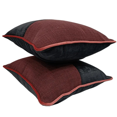 Burgundy and Charcoal Dual Tone Pillow Covers (16x16, Set of 2) - Alternate image
