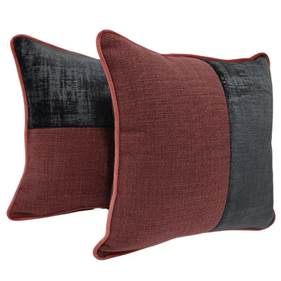 Burgundy and Charcoal Dual Tone Pillow Covers (16x16, Set of 2)