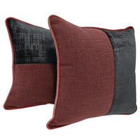 Burgundy and Charcoal Dual Tone Pillow Covers (16x16, Set of 2)