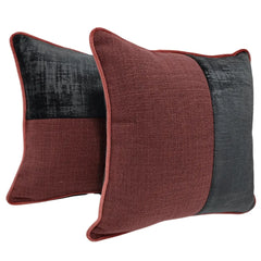 Burgundy and Charcoal Dual Tone Pillow Covers (16x16, Set of 2)