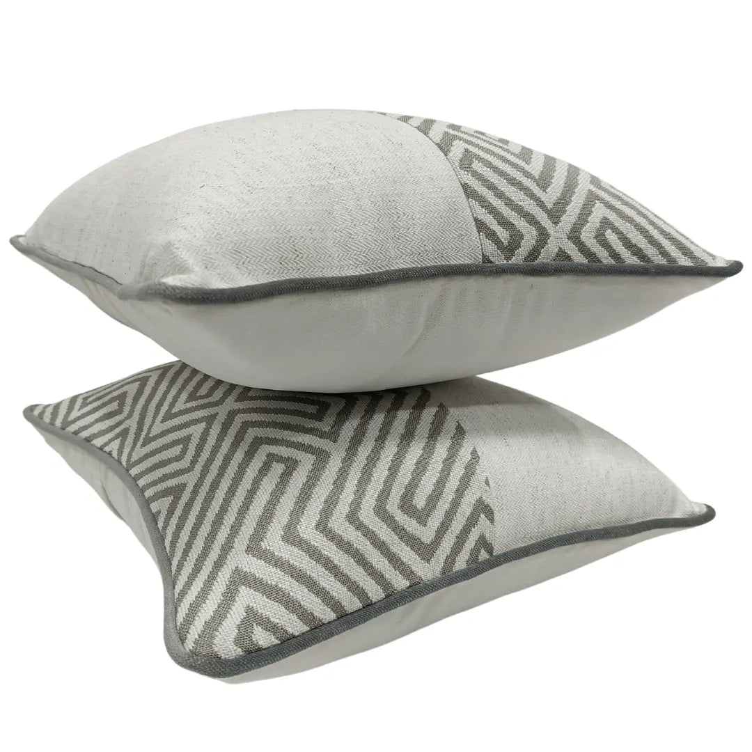 Geometric Pattern Dual Tone Pillow Covers (16x16, Set of 2) | ZIPCushions - view 2