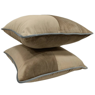 Beige and Taupe Dual Tone Pillow Covers (16x16, Set of 2) - Alternate image