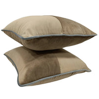 Beige and Taupe Dual Tone Pillow Covers (16x16, Set of 2)